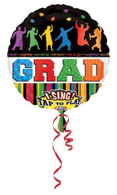 Singing congratulations balloon bouquet with musical mylar and candy weight